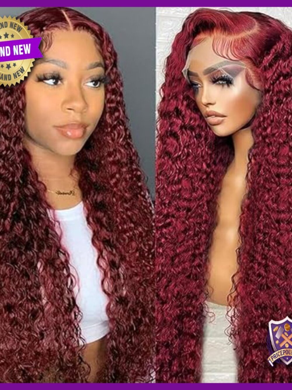 24 Inch Human Hair Wig Glueless Lace Front Deep Wave Pre Plucked